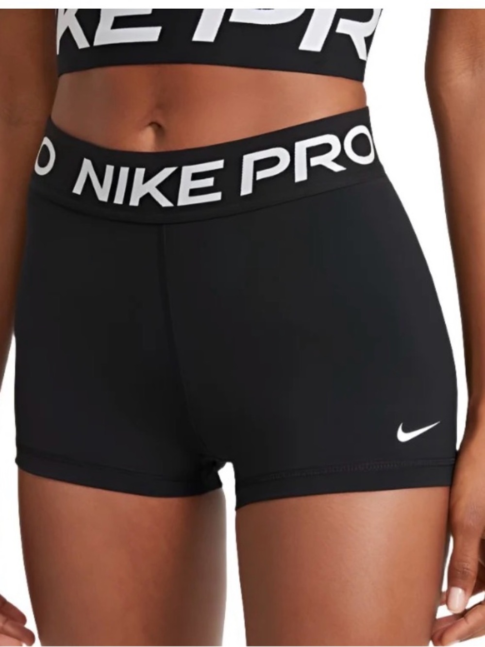 Nike Pro Black Logo Waistband Bike Shorts